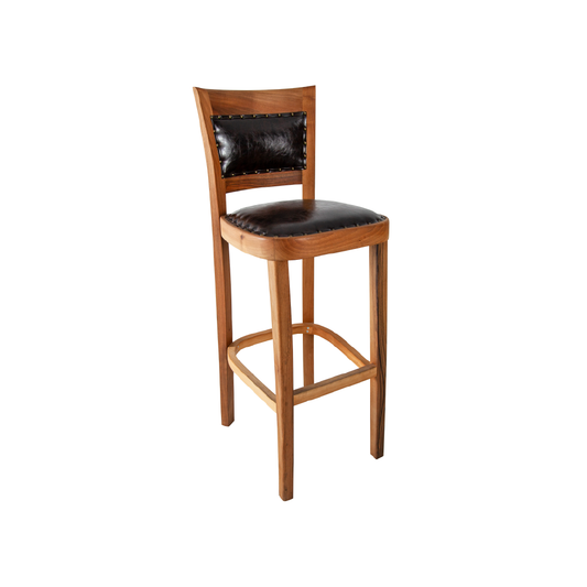 Beech Wood Bar Stool with Faux Leather Seat