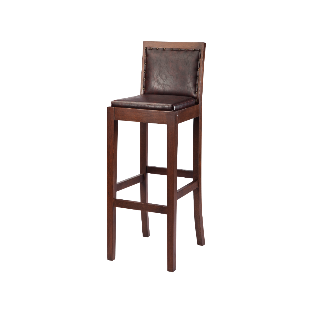 Beech Wood Bar Stool with Faux Leather Seat