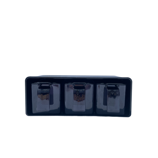 Elegant spice box with multiple compartments, designed for organized storage and easy access to a variety of spices.
