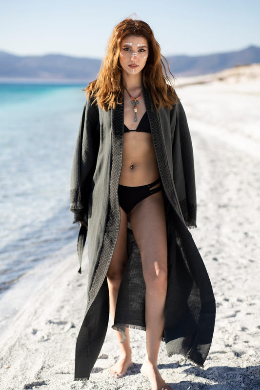 bamboo kimono robe olive green for beachwear bathgrown