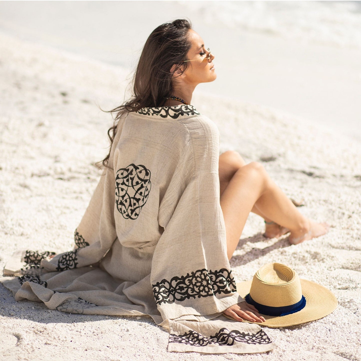 Linen Hemp Kimono Robe – Unisex Boho Spa Bathrobe & Beach Cover-Up