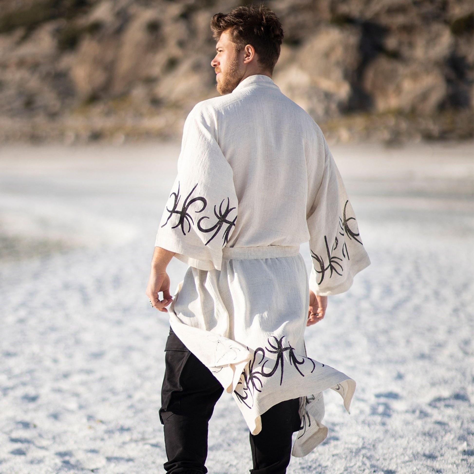Men’s Kimono Robe – Premium Linen & Hemp Blend Timeless Elegance & Comfort