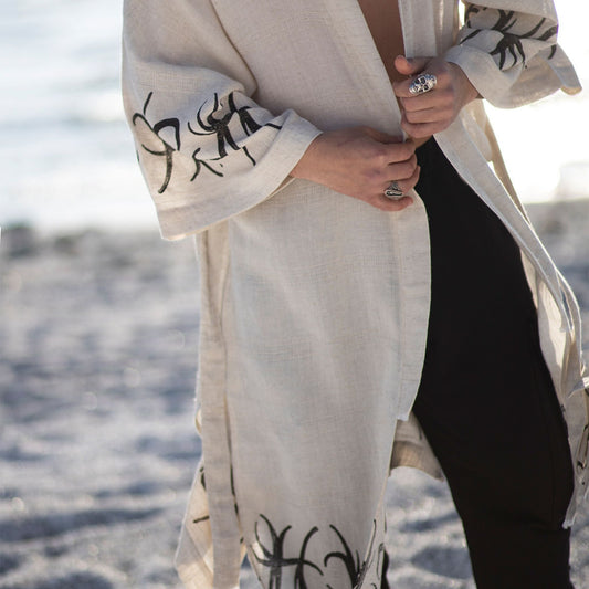 Men’s Kimono Robe – Premium Linen & Hemp Blend Timeless Elegance & Comfort