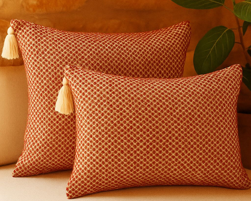 Alma Jacquard Wool Blend Cushion Cover – Premium Woven Texture for Sofas & Home Decor